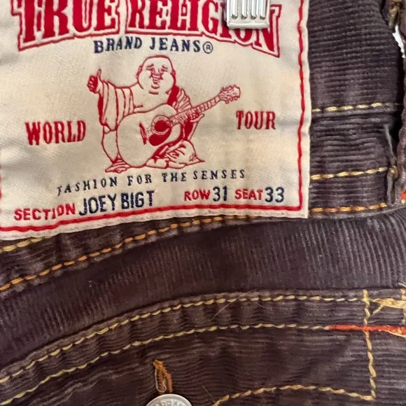 True Religion Joey Big T Brown Corduroy Pants Flap Pockets Style - Picture 3 of 3